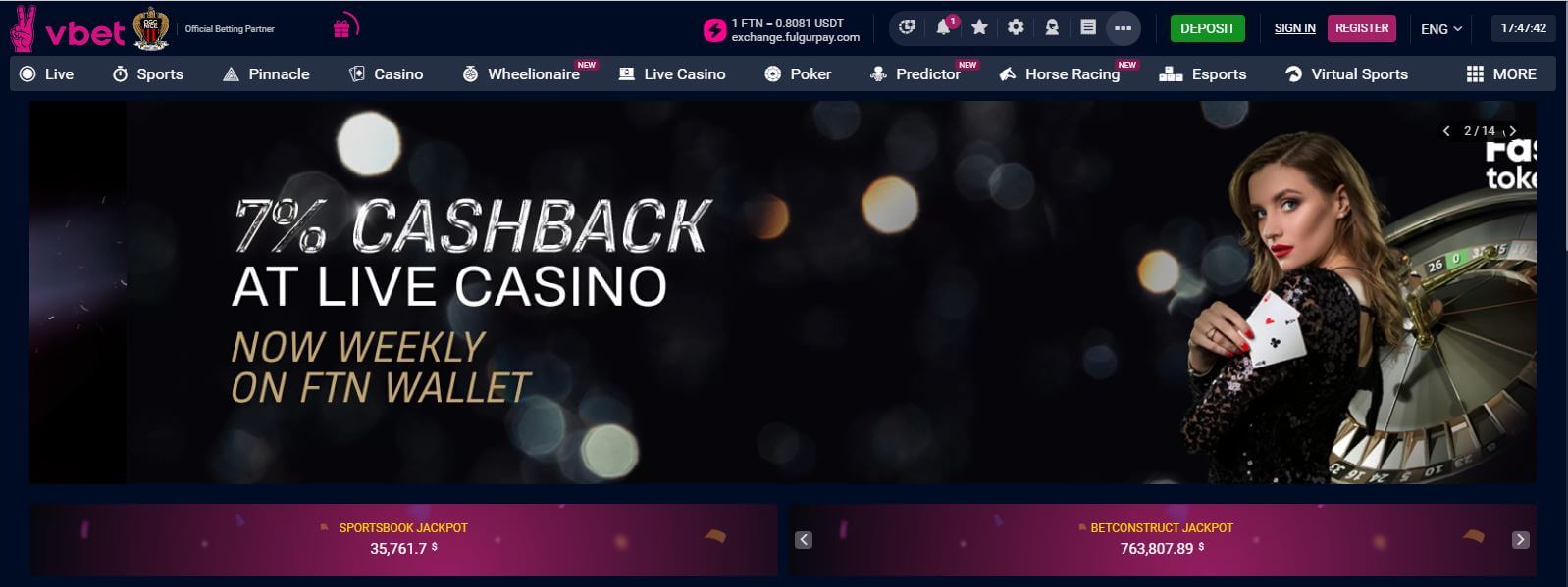 Vbet Casino Homepage