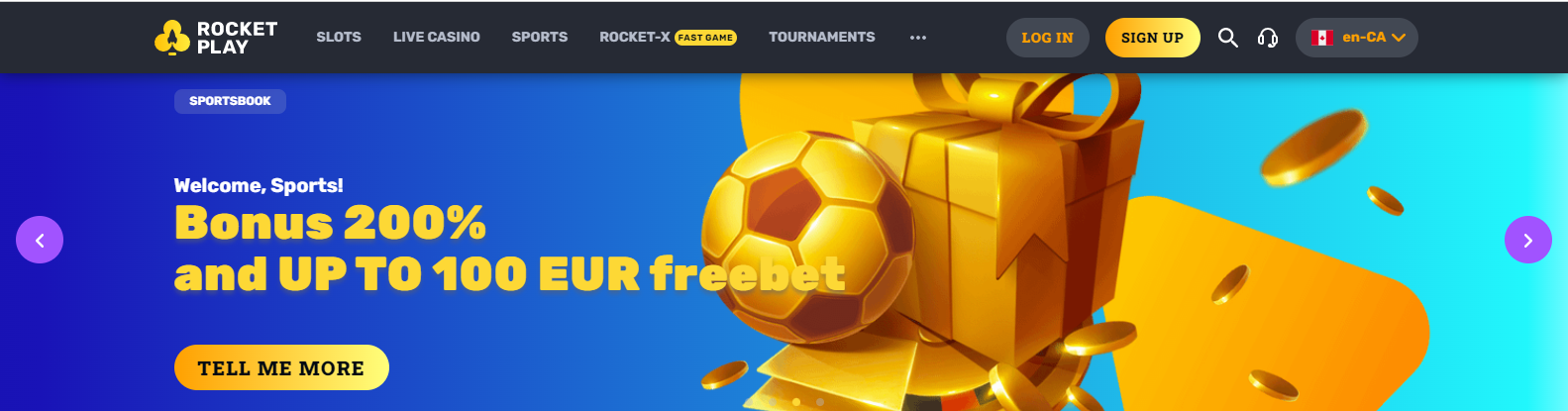 RocketPlay Casino Home Page