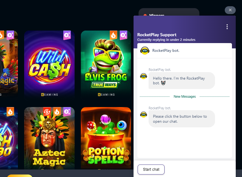 RocketPlay Casino Player Support