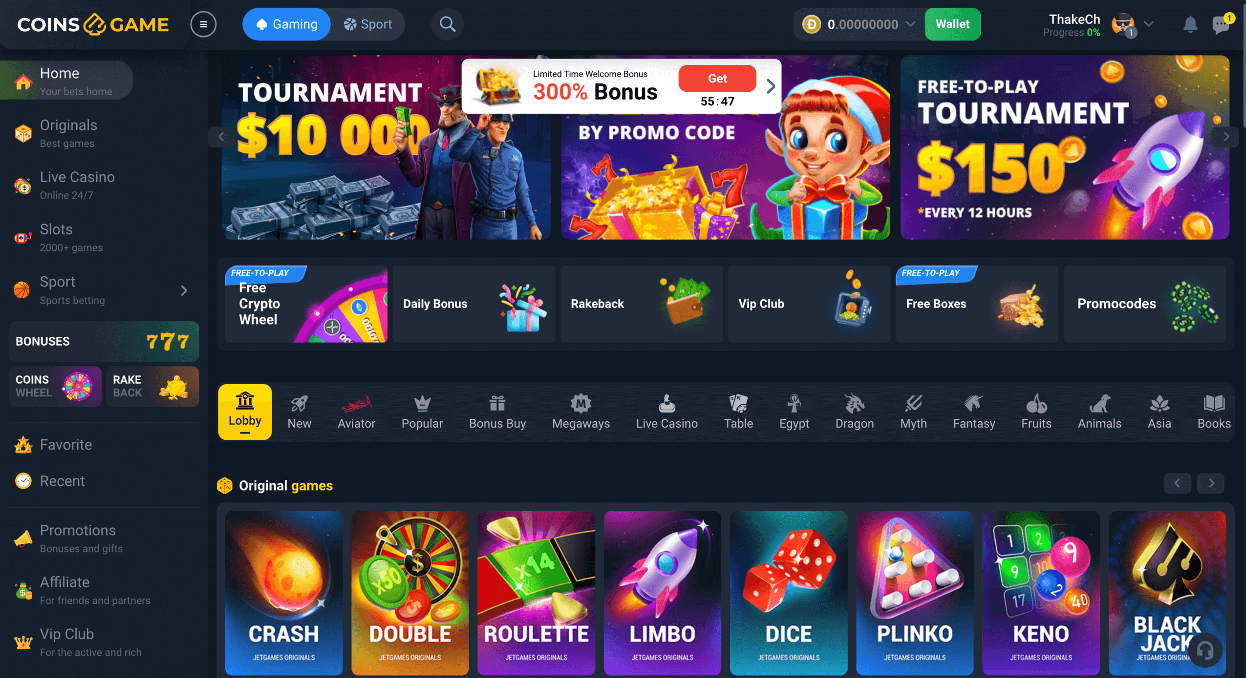 Coins.Game Casino Review Main Page