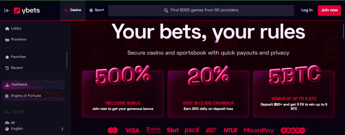 Ybets Casino Welcome Bonus