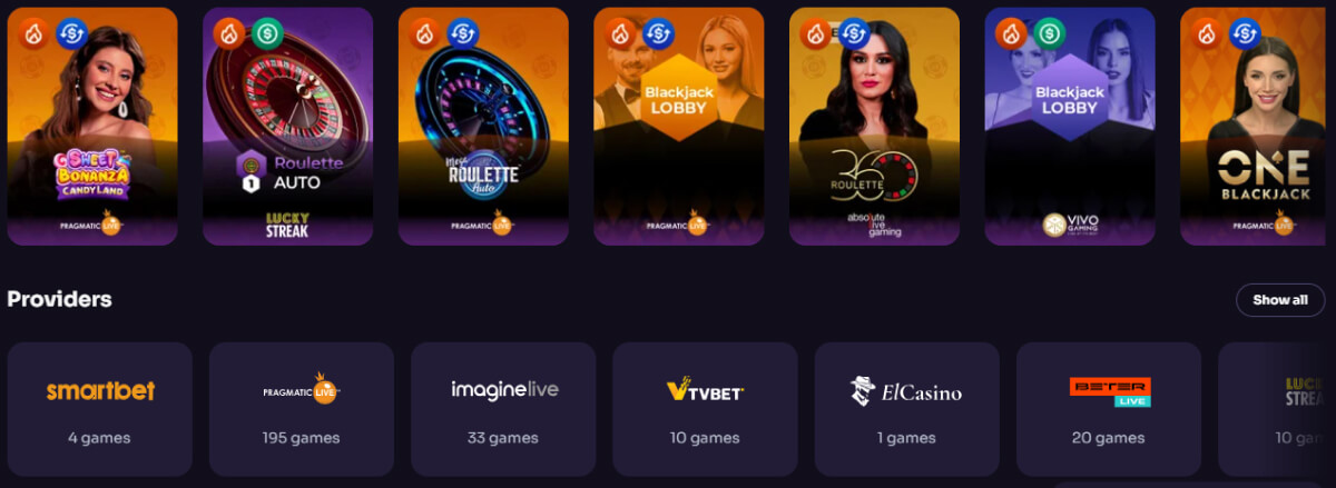 WinSpirit Live Casino Games