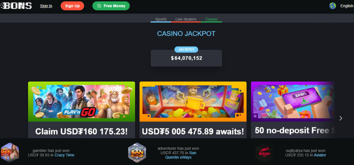 Bons Casino Jackpot Info