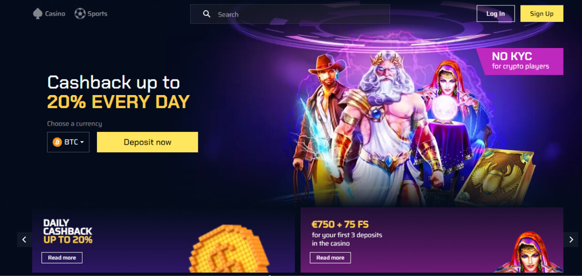 JustBit Casino Welcome Screen and Bonus