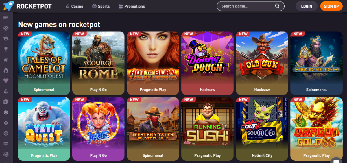 Rocketpot Casino Game Options