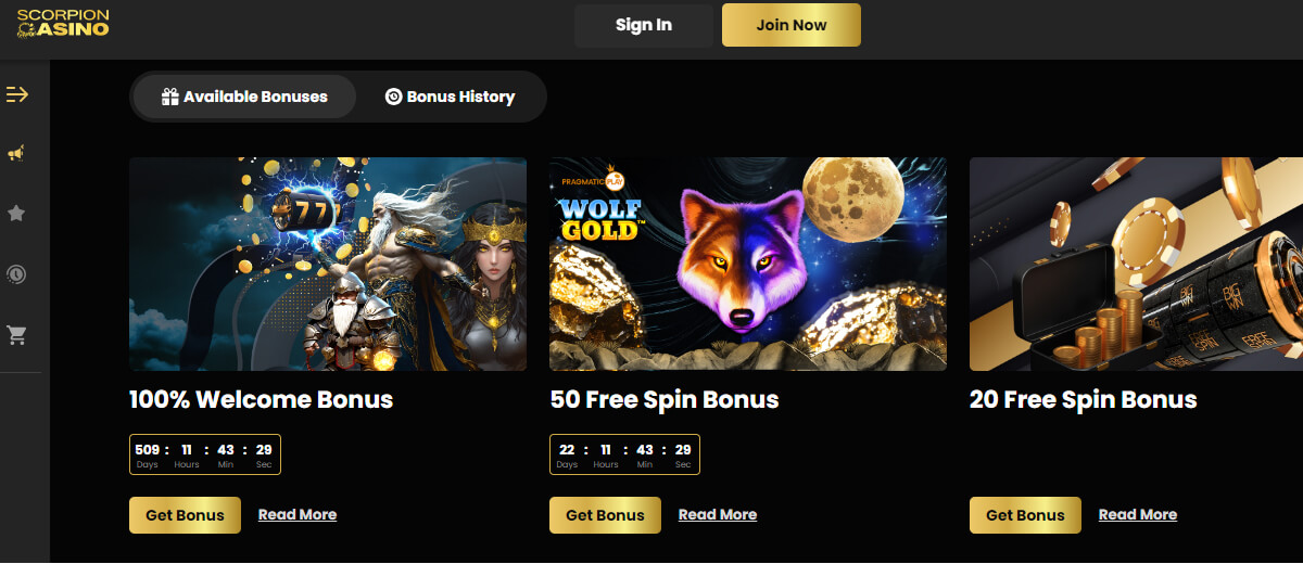 Scorpion Casino Bonuses