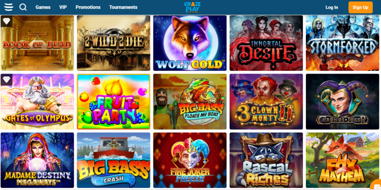 CrazePlay Casino Review - Top Games